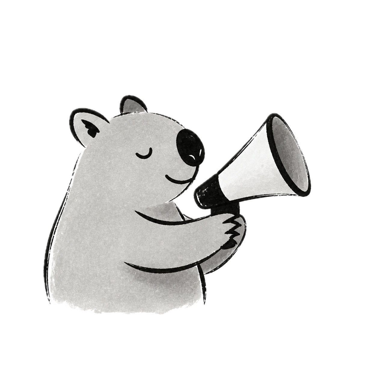 A wombat speaking through a megaphone